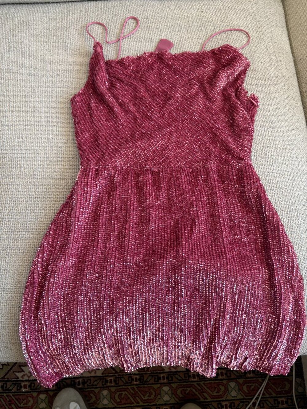 Retrofete Pink Sequin Mini Dress - XS